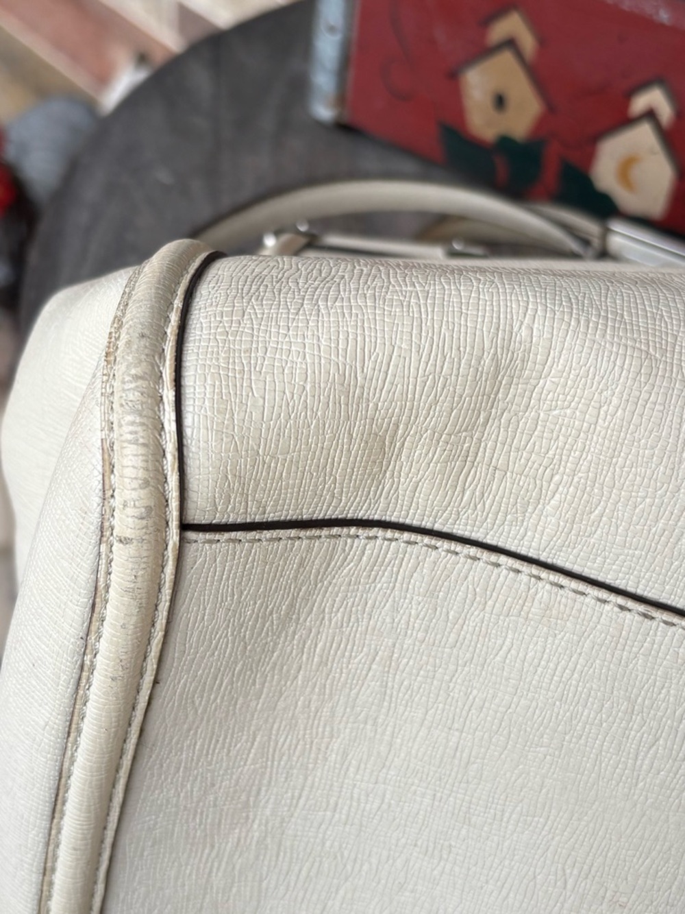 Coach Madison Caroline Satchel Cream Pebbled Leather Bag - Picture 11 of 12